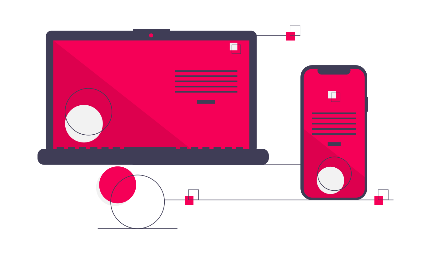 thunkable laptop and mobile device illustration no code app builder app creator